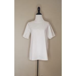 NWT COS White Poplin Women's Short Sleeve To With Back Bow And Pleat Detail Sz 2